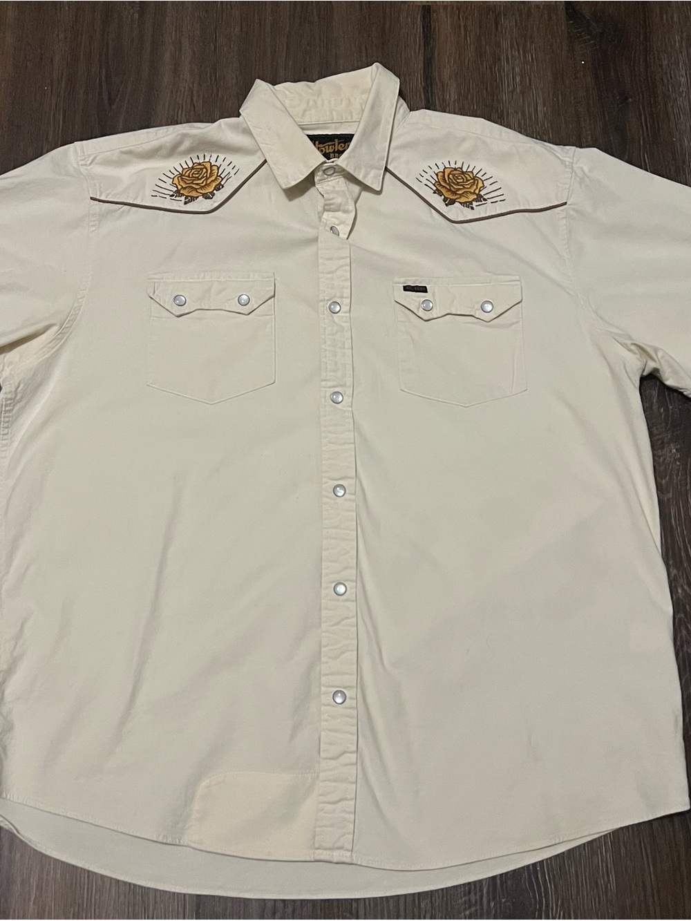 Howler Bros Yellow Rose Collection Men's Short Sleeve Button-Up Shirt Large ACL